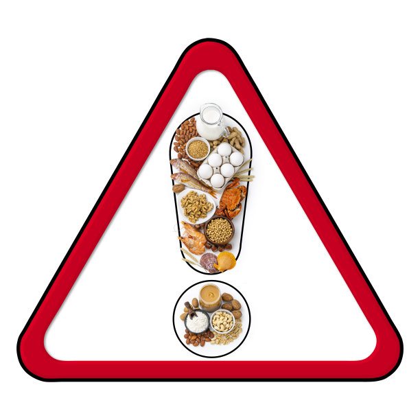由各种过敏食物制成的警告标志图片下载