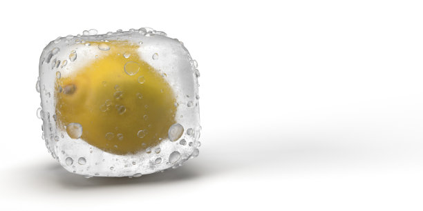 冷冻食品内装黄熟柠檬冰块，表面呈白色图片下载