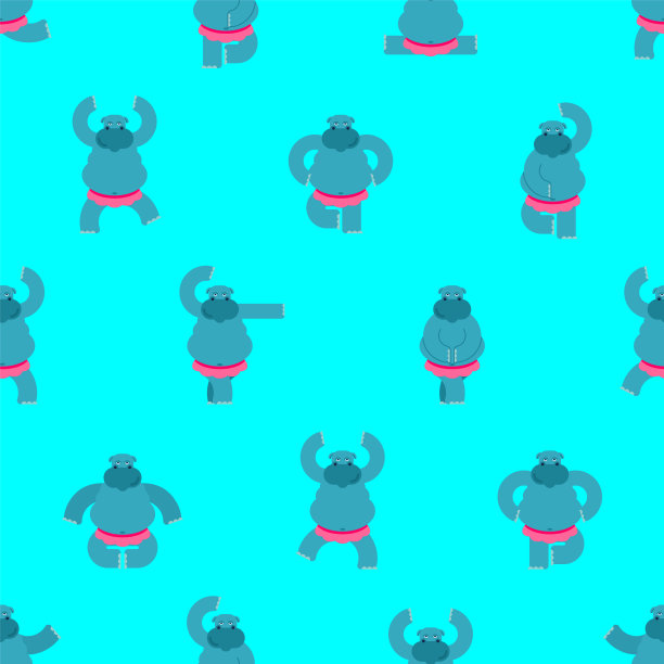 河马芭蕾舞图案无缝河马图片下载