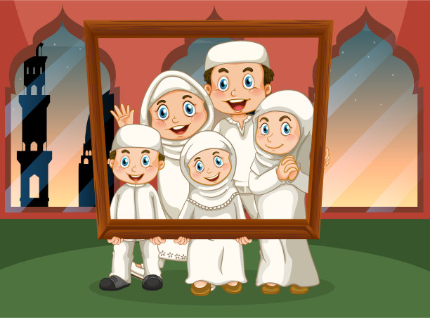 快乐的穆斯林卡通人物图片下载