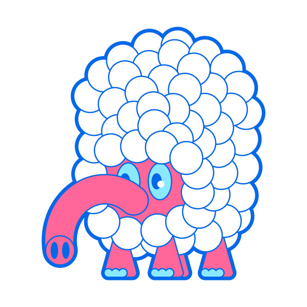 可爱的猛犸宝宝孤立的卡通毛茸茸的图片下载