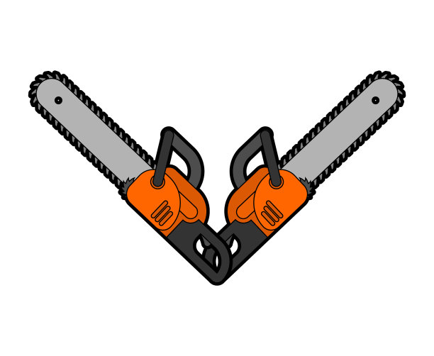 交叉链锯隔离工具伐木标志图片下载