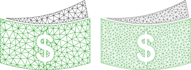 美元钞票图标-三角形网格图片下载
