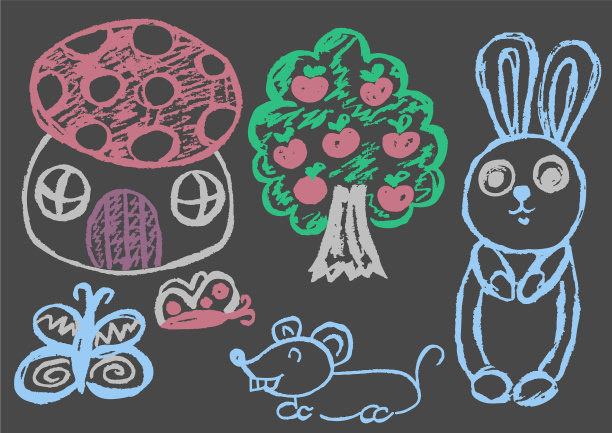 用蜡笔画的幼稚可爱的图画图片下载