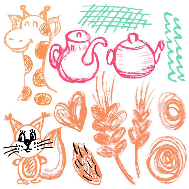 用蜡笔画的幼稚可爱的图画图片下载