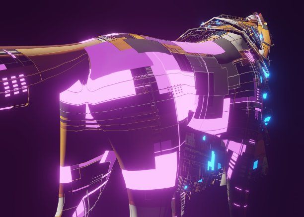 3d渲染插图的一个机器人科学虚构的机械狼图片下载