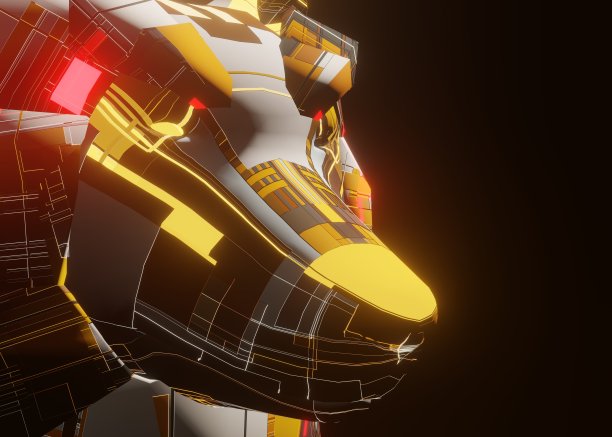 3d渲染插图的一个机器人科学虚构的机械狼图片下载