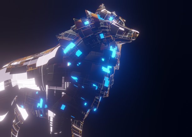 3d渲染插图的一个机器人科学虚构的机械狼图片下载