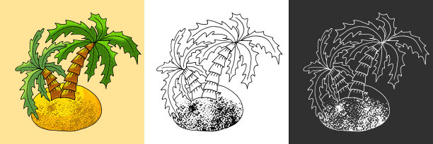 图标集岛与棕榈树海洋主题图标图片下载