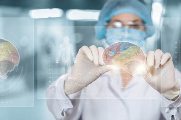 医生的工作与电脑界面与大脑功能。图片下载