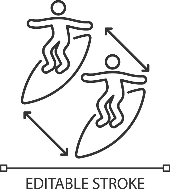 保持距离的冲浪者线性图标图片下载