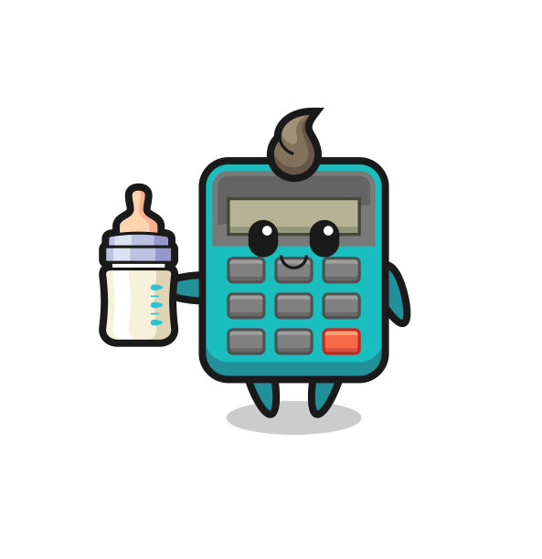 婴儿计算器卡通人物与牛奶瓶图片下载