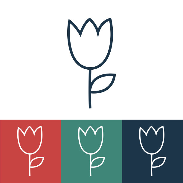 向量线性图标与花图片下载