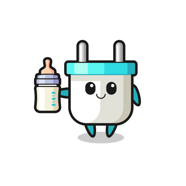婴儿电动插头卡通人物与牛奶图片下载