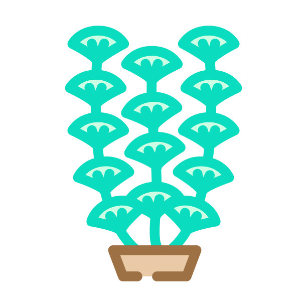 水族馆海藻海藻颜色图标矢量插图图片下载