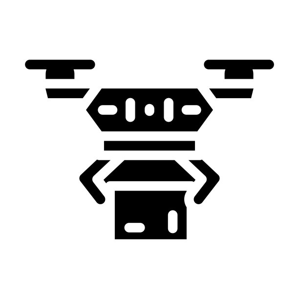 无人机送货机器人字形图标矢量插图图片下载