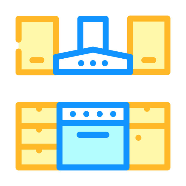 厨房家具颜色图标矢量插图图片下载