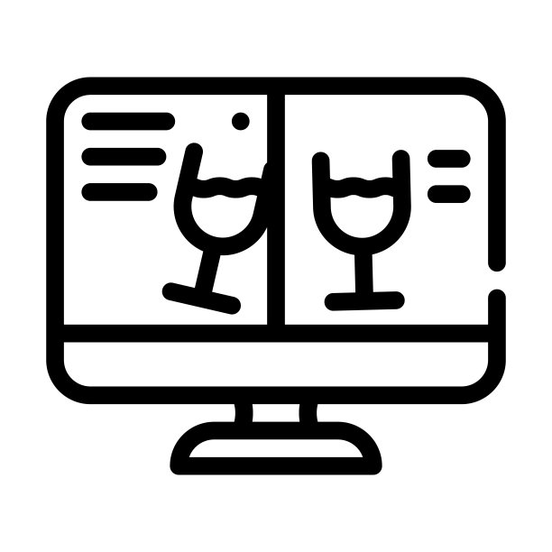 通过视频通话庆祝线条图标矢量插图图片下载