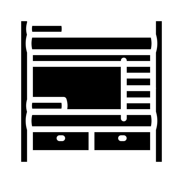 多层床家具字形图标矢量插图图片下载
