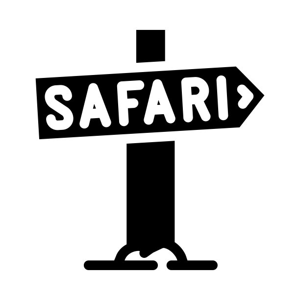 方向safari铭牌字形图标矢量插图图片下载
