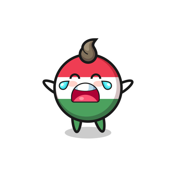 哭泣的匈牙利国旗徽章可爱的宝宝图片下载