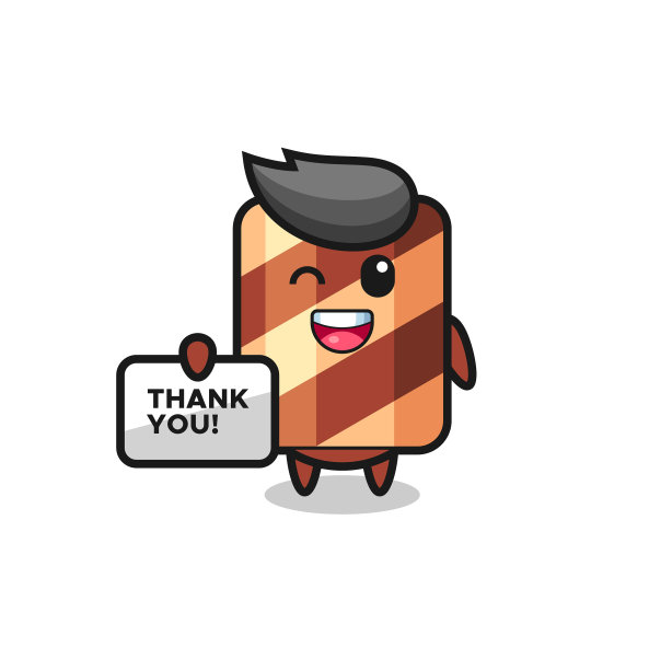 吉祥物威化饼卷举着横幅图片下载