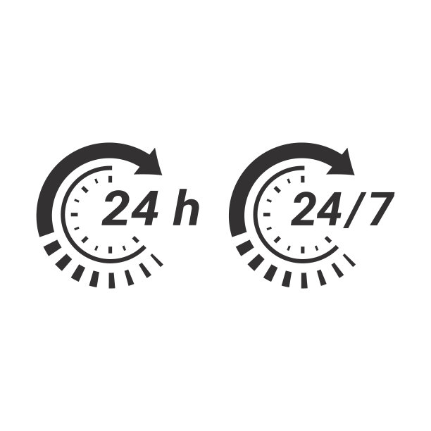 24/7全天候时钟圆形箭头服务图标图片下载