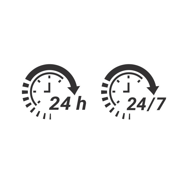 24/7全天候时钟圆形箭头服务图标图片下载