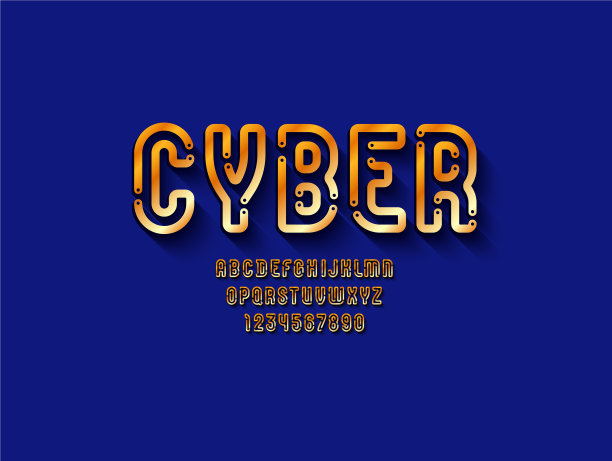 字母黄金金属技术金字体图片下载