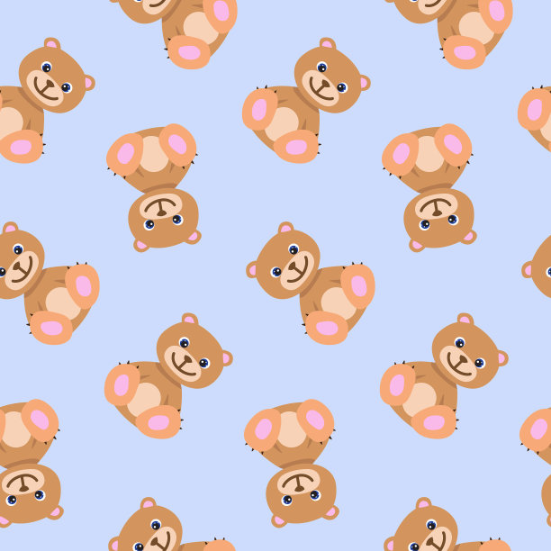 无缝图案与可爱的棕色泰迪熊图片下载