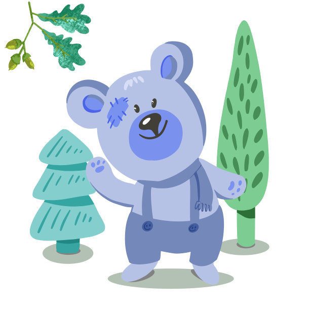 可爱的泰迪熊在森林手画满图片下载