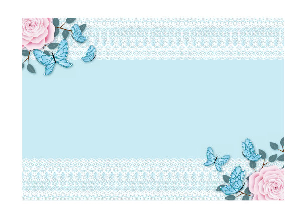 浅蓝色复古花边背景图片下载