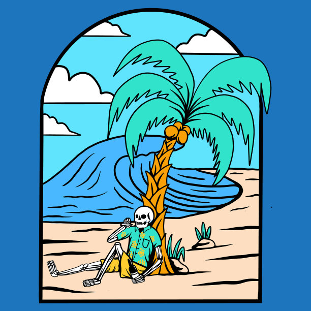 头骨夏天海滩图片下载