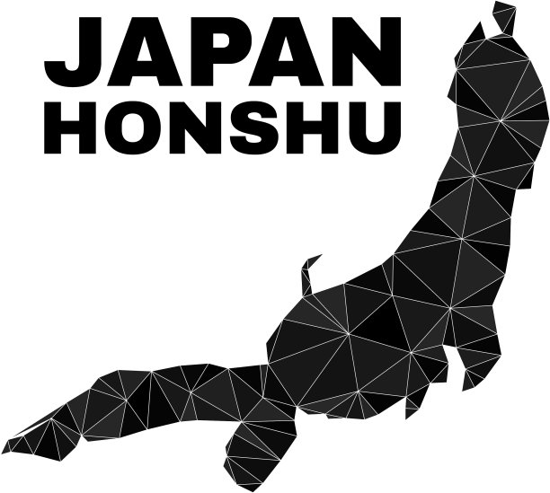 三角形填充的本州岛地图图片下载