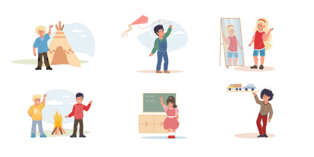 扁平的卡通儿童人物设定图片下载