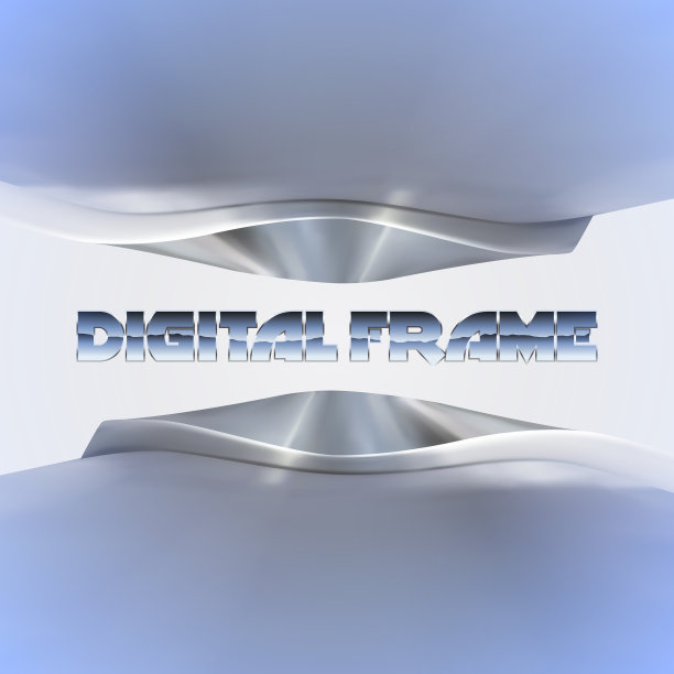 带有抽象曲线的闪亮金属框架图片下载