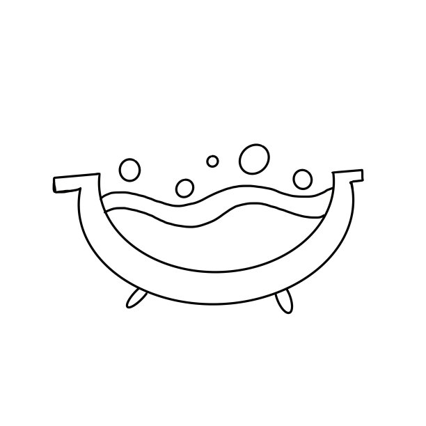 浴缸与肥皂水涂鸦插图图片下载