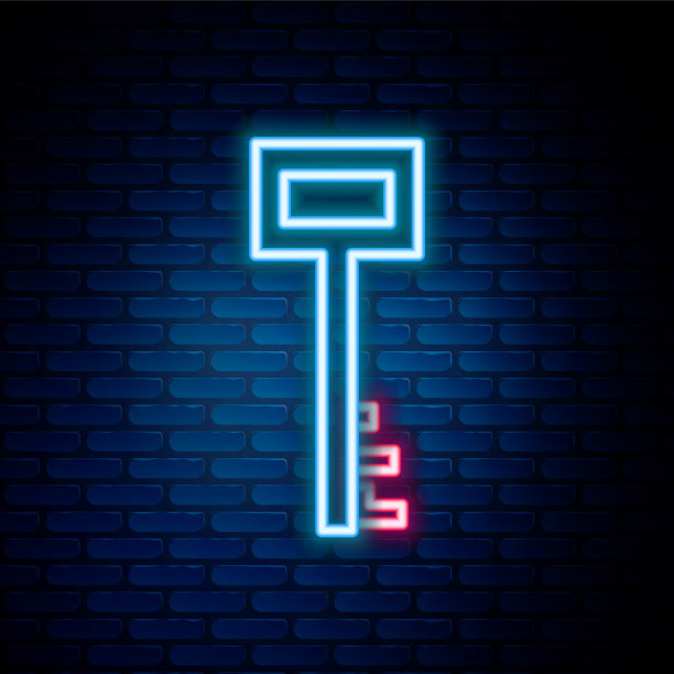 发光的霓虹灯线海盗键图标孤立图片下载