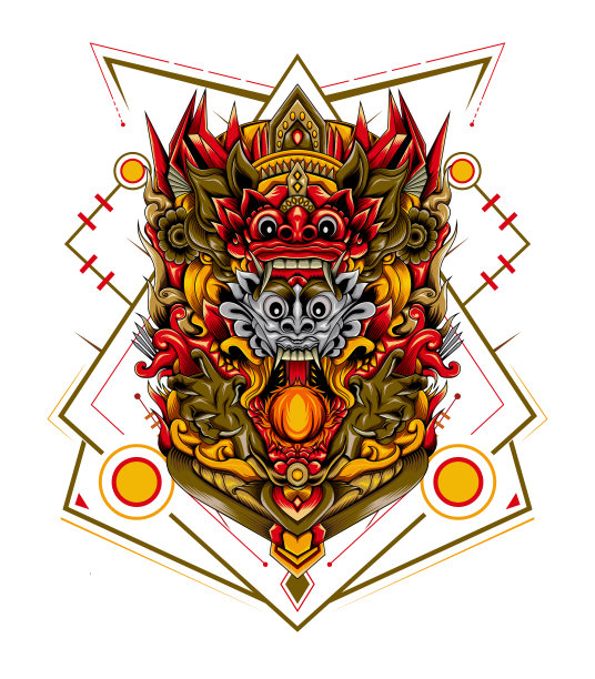 巴龙巴厘艺术插画设计模板图片下载