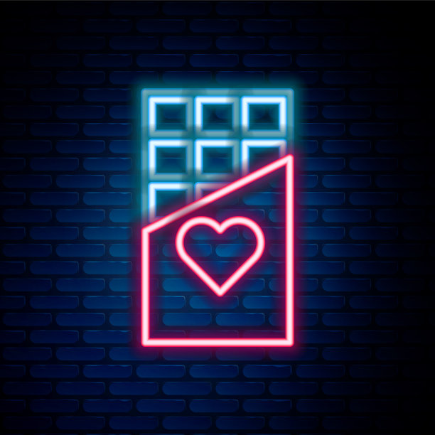 发光的霓虹灯线巧克力棒图标孤立上图片下载