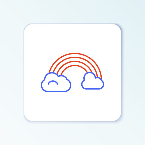 线彩虹与云图标孤立在白色图片下载