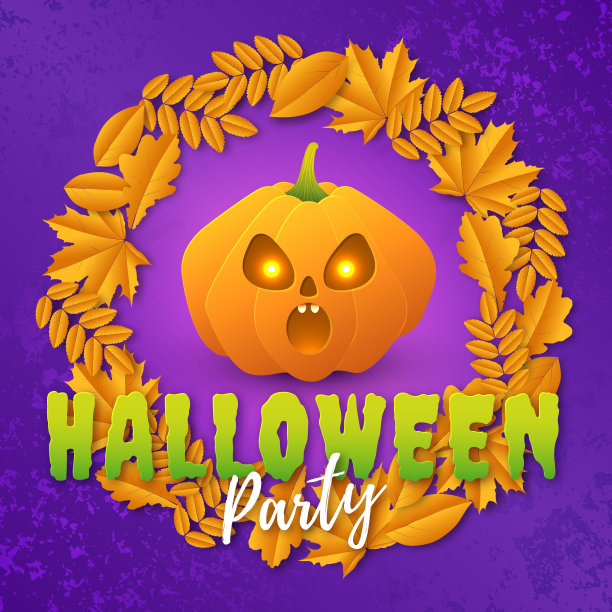 秋天的万圣节派对横幅与南瓜图片下载