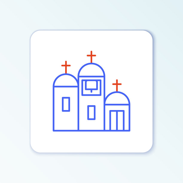 线教堂建筑图标孤立在白色图片下载