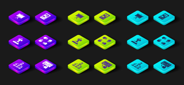 设置层级组织结构图，培训，演讲，讲台论坛，项目团队基地，聊天信息电话和黑板图标。向量图片下载