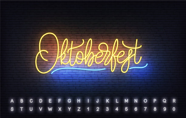 啤酒节霓虹灯字模板亮标志图片下载