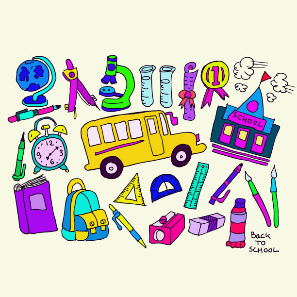 回到学校，涂鸦插图图片下载