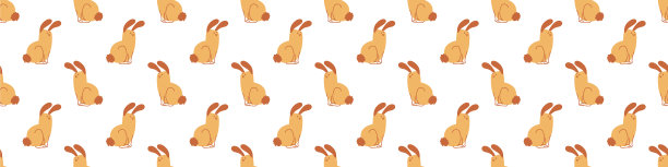 无缝卡通宠物兔子涂鸦边界图片下载