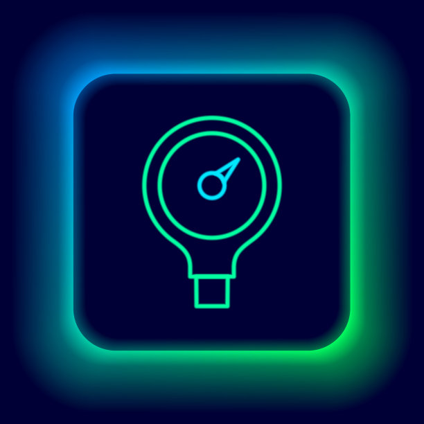 发光的霓虹灯线计刻度图标隔离图片下载