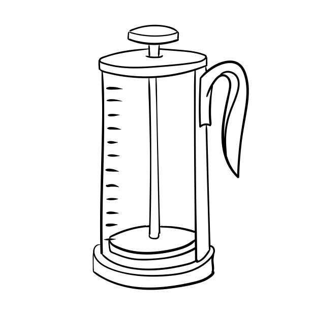 法式压滤咖啡机。餐具。矢量插图孤立的白色背景。图片下载