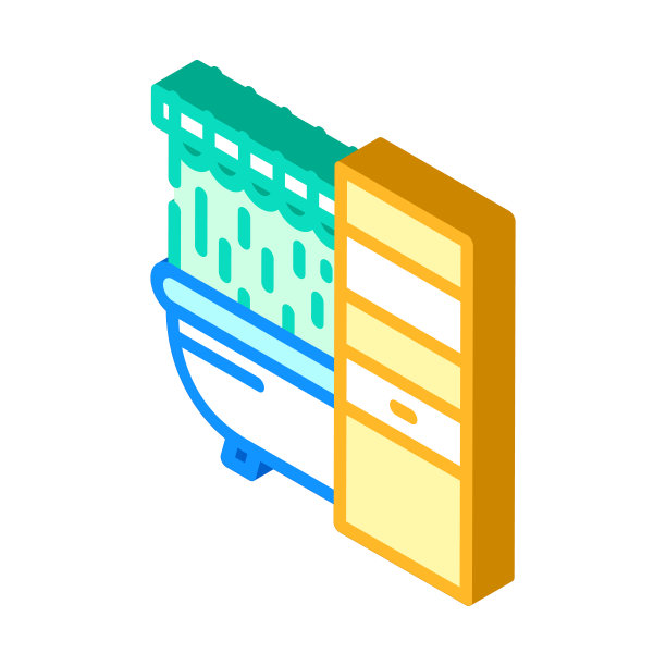 浴室家具等距图标矢量插图图片下载